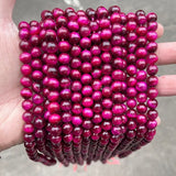 Dyed Fuchsia Tiger Eyes Stone Beads Loose Round Spacer Beads for Jewelry Making