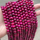 Dyed Fuchsia Tiger Eyes Stone Beads Loose Round Spacer Beads for Jewelry Making