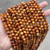 5A Dyed Orange Tiger Eyes Stone Beads High Loose Spacer Beads