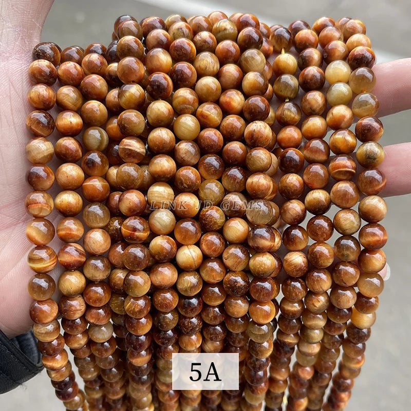 5A Dyed Orange Tiger Eyes Stone Beads High Loose Spacer Beads