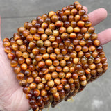 5A Dyed Orange Tiger Eyes Stone Beads High Loose Spacer Beads