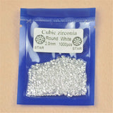 1000Pcs Brilliant Cut CZ Loose Stone for Jewelry, Round Shape, Various Sizes