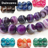 5A High Banded Agate Beads 8-12mm Round Purple Loose Stone Bead DIY Necklace