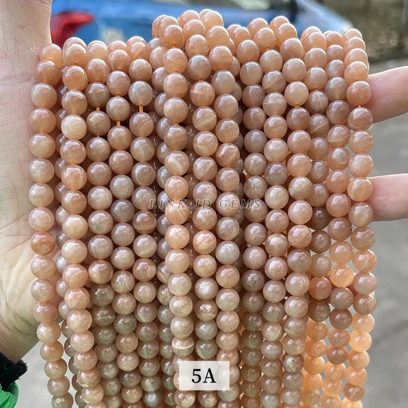 5A Natural Sunstone Beads Round Loose Gemstone Beads for Jewelry Making