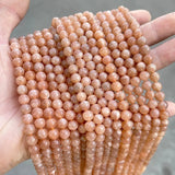 5A Natural Sunstone Beads Round Loose Gemstone Beads for Jewelry Making