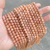5A Natural Sunstone Beads Round Loose Gemstone Beads for Jewelry Making