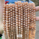 5A Natural Sunstone Beads Round Loose Gemstone Beads for Jewelry Making