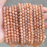 5A Natural Sunstone Beads Round Loose Gemstone Beads for Jewelry Making