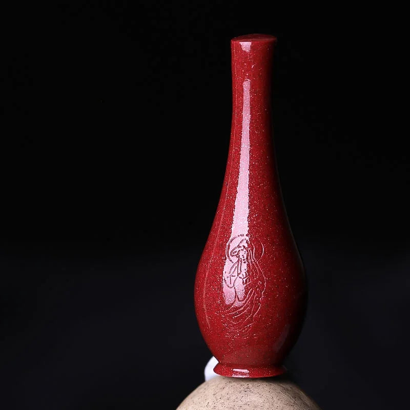 5A Natural Cinnabar Avalokitesvara Bottle Zinnober Vermilion Bead
