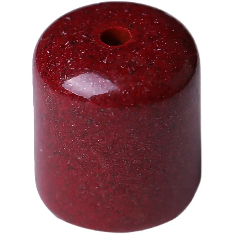 5A Natural Cinnabar Barrel Bead Zinnober Vermilion Single Bead