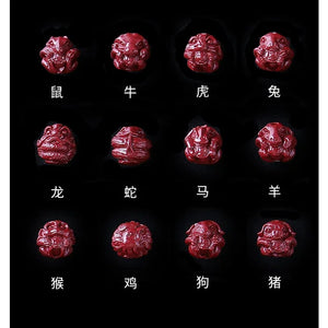 Cinnabar Chinese Zodiac 12 Animals Necklace Pendant