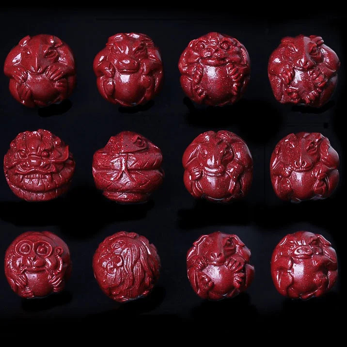 Cinnabar Chinese Zodiac 12 Animals Necklace Pendant