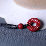 5A Natural Cinnabar Safety Knot Necklace Pendant DIY Jewelry Material