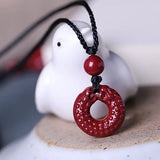 5A Natural Cinnabar Safety Knot Necklace Pendant DIY Jewelry Material