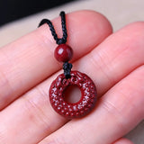 5A Natural Cinnabar Safety Knot Necklace Pendant DIY Jewelry Material
