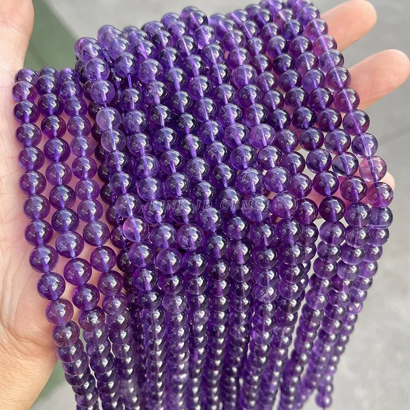 5A Light Purple Amethysts Beads Round Loose Spacer 4-10mm