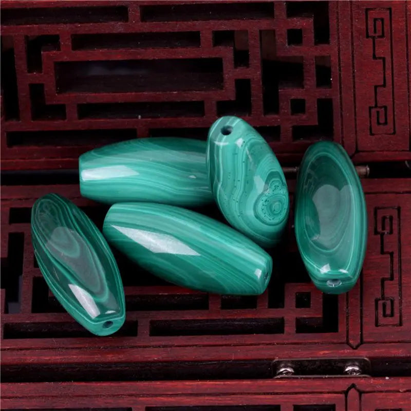 5A Natural Malachite Stone Grain Shape Loose Beads for DIY Jewelry 1 Pcs
