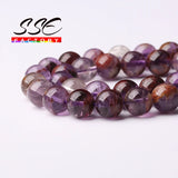 5A Natural Purple Ghost Quartz Round Stone Beads 6-12mm