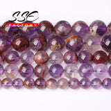 5A Natural Purple Ghost Quartz Round Stone Beads 6-12mm