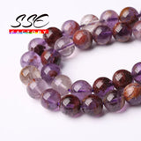 5A Natural Purple Ghost Quartz Round Stone Beads 6-12mm