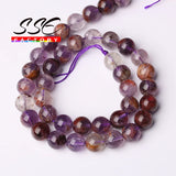 5A Natural Purple Ghost Quartz Round Stone Beads 6-12mm