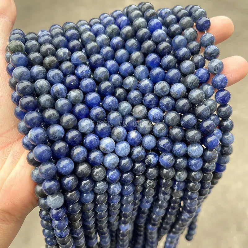 5A Natural Sodalite Blue-vein Stone Beads 4-12mm Round Loose Spacer Beads