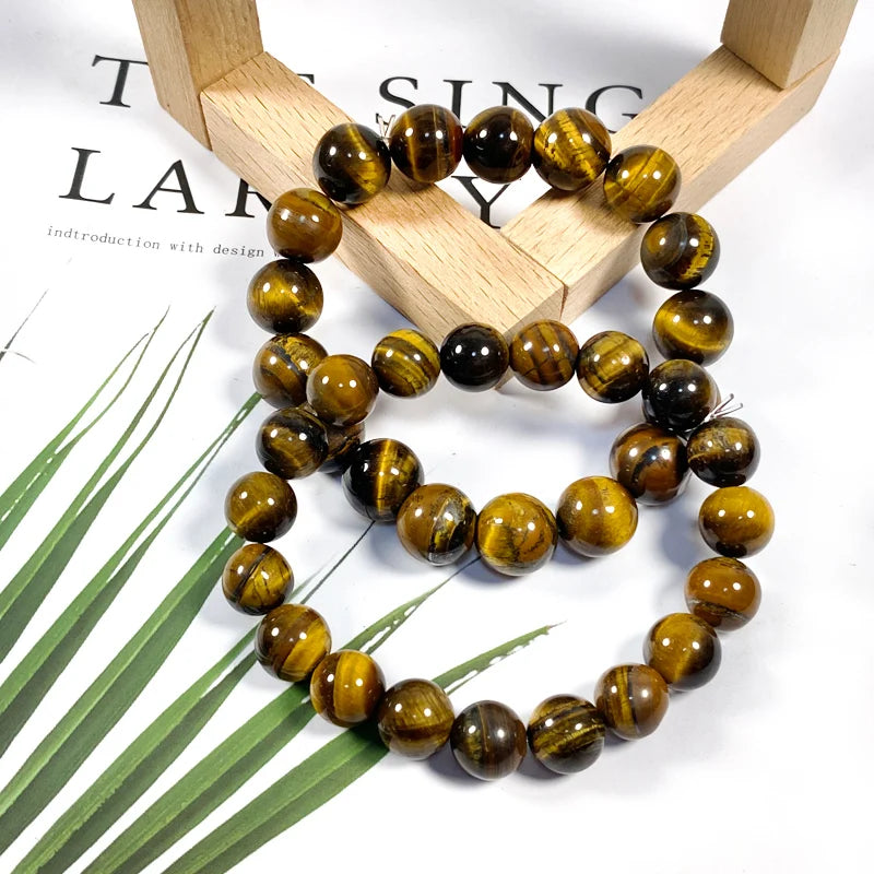 5A Tiger's Eye Bracelets for Women Men Natural Stone Strand Charm Bracelets