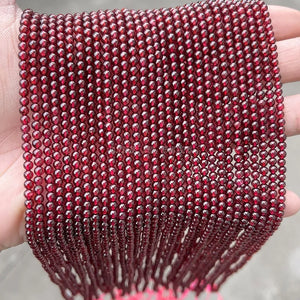 5A Natural Wine Garnet Beads 2 3 4mm Round Loose Spacer Beads