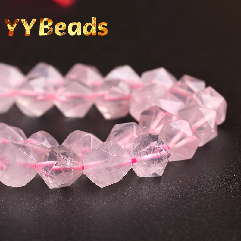 5A Pink Quartz Beads Pink Crystal Loose Charm Beads For Jewelry Making