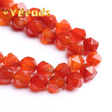 5A Faceted Red Agates Carnelian Stone Loose Charm Beads for Jewelry Making