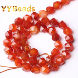 5A Faceted Red Agates Carnelian Stone Loose Charm Beads for Jewelry Making