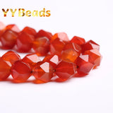 5A Faceted Red Agates Carnelian Stone Loose Charm Beads for Jewelry Making