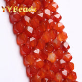 5A Faceted Red Agates Carnelian Stone Loose Charm Beads for Jewelry Making