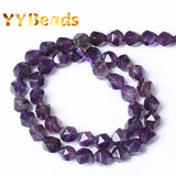 5A Natural Faceted Purple Amethysts Crystals Beads 6-12mm
