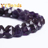 5A Natural Faceted Purple Amethysts Crystals Beads 6-12mm