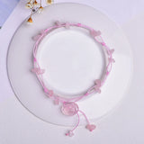 Rose Amethyst Women Anklet Hand Engraved Crystal Rose Anklet