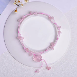 Rose Amethyst Women Anklet Hand Engraved Crystal Rose Anklet