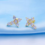 Zircon Cross Earrings Cubic Zirconia Stud 925 Silver Jewelry Gift