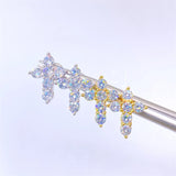 Zircon Cross Earrings Cubic Zirconia Stud 925 Silver Jewelry Gift