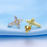 Zircon Cross Earrings Cubic Zirconia Stud 925 Silver Jewelry Gift