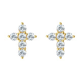 Zircon Cross Earrings Cubic Zirconia Stud 925 Silver Jewelry Gift