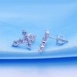 Zircon Cross Earrings Cubic Zirconia Stud 925 Silver Jewelry Gift