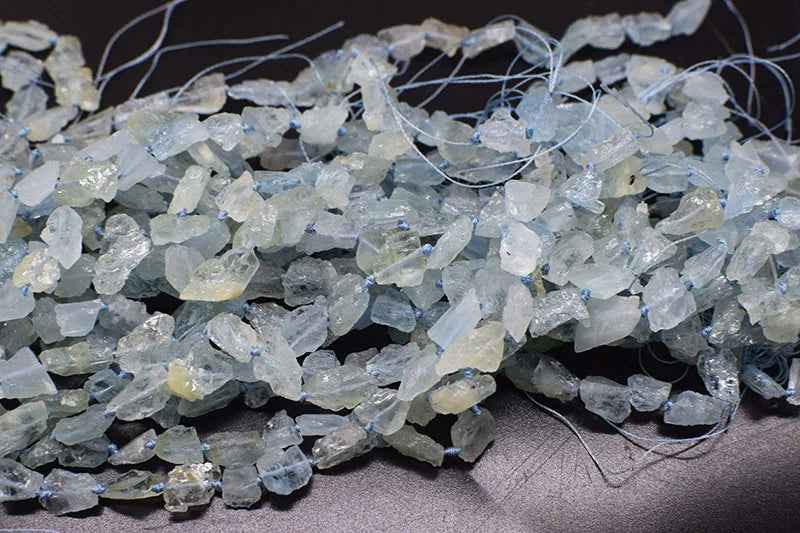 Aquamarine Matte Baroque Loose Beads 8-10mm for Jewelry Making