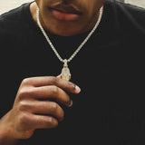 CZ Hip Hop Men's Necklace Square CZ Hamsa Hand Tennis Chain