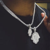CZ Hip Hop Men's Necklace Square CZ Hamsa Hand Tennis Chain