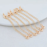 6PCS 14K Brass Heart Extender Chain with Lobster Clasps DIY Jewelry