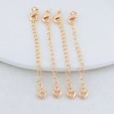 6PCS 14K Brass Heart Extender Chain with Lobster Clasps DIY Jewelry