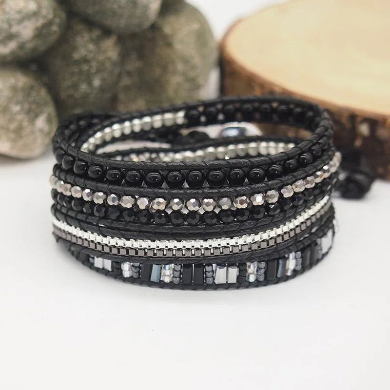 Geometric Beads Wrap Bracelet for Men Women
