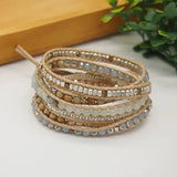 Boho Wrap Bracelet Picture Stone Amazonite Beads Stainless Steel Chain