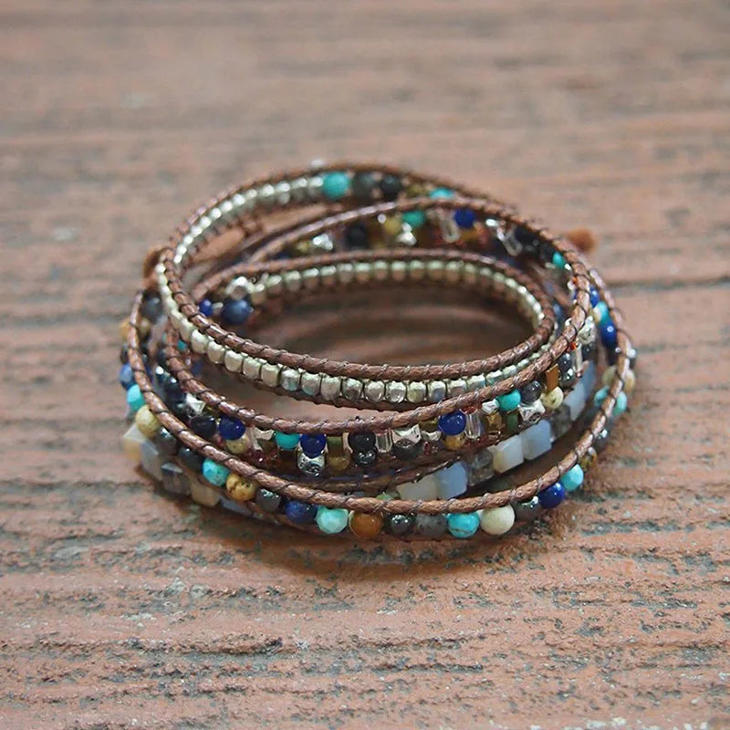 5Layer Stone Crystal Copper Wrap Bracelet for Women